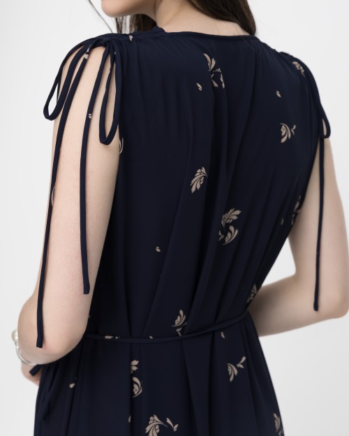SIXDO Sleeveless V-Neck Floral Flared Dress